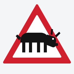 Cattle on road traffic sign used in Nepal