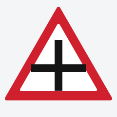 Cross road ahead traffic sign used in Nepal