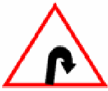 Sharp right turn traffic sign used in Nepal