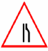 Road narrows from the right traffic sign used in Nepal