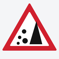 Falling rocks / landslide traffic sign used in Nepal