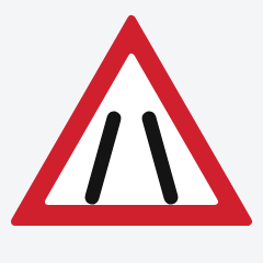 Road narrows ahead traffic sign used in Nepal