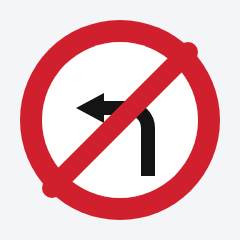 Left turn prohibited traffic sign used in Nepal