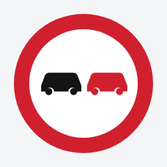 Overtaking prohibited traffic sign used in Nepal