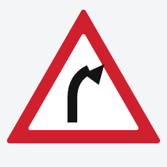 Right bend ahead traffic sign used in Nepal