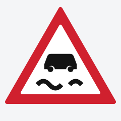 Slippery road traffic sign used in Nepal